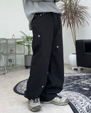Rhoden flower embroidered cotton pants