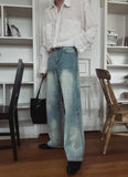 Marl flare denim pants