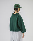 [AG.W] Wappen Stand Neck Crop Sweat Shirt