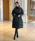 [Duck Down100%] Meju Side Button Hood Long Padding (Belt Set)