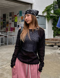Eto Summer See-through Shoulder Slit Knit
