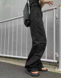 Libe Black Pintuck Wide Pants
