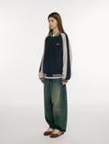 Sweat Color Matching Varsity Jacket