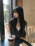 Chuchu Square Punching Lace Ribbed Button Sleeveless