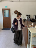 Woolide Round Knit Long Sleeve Cardigan