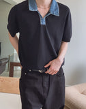 Vice Denim Collared Short Sleeve Knit