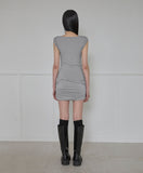 Asymmetrical Draped Strap Roll-Up Dress