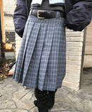 (WOOL) CHECK PLEATS MIDI SKIRT