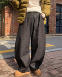 Ben's Herringbone Curved Balloon Denim Pants