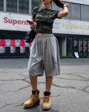 Camo lettering slim crop short sleeves