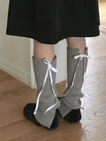 Corbel ribbed knit balletcore ribbon string slit leg warmers