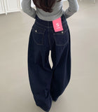 Raw Balloon Fit Volume Long Wide Denim Pants
