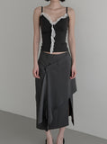 Frill Lace Wrap Slim Sleeveless
