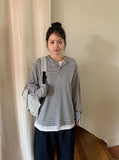 [unisex] Anri Warmer Henley Neck Over Long Sleeve Tee