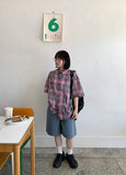 [unisex] Kidou Check Short Sleeve Over Shirt