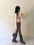Noi Vintage Washing Low-Rise Long Bootcut Denim Pants