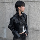 Ahu Biker Leather Crop Jacket