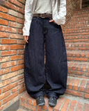 [MADE] Rude Raw Denim Stitch Balloon Fit Wide Long Pants