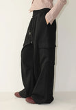 (Lining brushed) FOLD-UP POCKET WIDE PANTS
