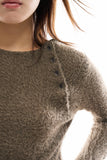 Sol button hairy knit top