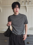 Week Diagonal Cut Half-Neck Short Sleeve Knit