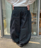 Renta Curved Raw Denim Balloon Wide Pants