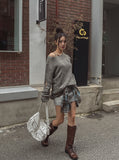Autumn Damage Boat Neck Knitwear