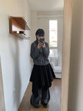 [BAONHAUS] Broa Unbalanced Layered Midi Skirt