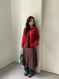 Dean News Button Wool Round Knit Cardigan