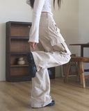 Tear pocket cargo wide cotton pants