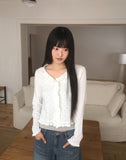 Juran Frill Punching See-through Cardigan