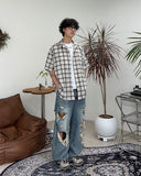 Nian Linen Check Short Sleeve Shirt
