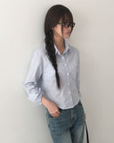 KN Crop Stripe Slim Shirt