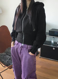 [Brushed Lining] Mute Tto Slim Crop Long Sleeve Hoodie Zip Up