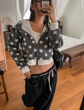 More Than Star Color Matching Two-Way Crop Hood Zip-Up