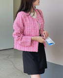 Seibo Round Check Tweed Short Jacket