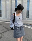 Minty V-Neck Loose Knit