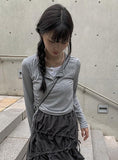 Ugi Color Layered Shirring T-shirt