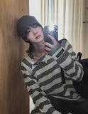 [LAN ARCHIVE] Shoulder Button Stripe Knit