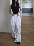 Paron Summer Cotton String Wide Pintuck Pants