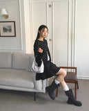 Hepo Dot Round Knit Cardigan