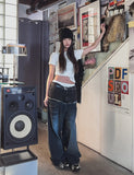 Kio two-tone layered denim pants