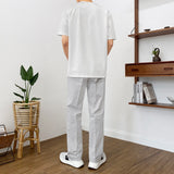 Fold semi-wide cotton pants