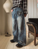 Linear Rivet Dirty Wash Denim Pants