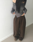Turnon Cotton Color Wide Banding Pants