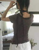 [Scarf set] Srin lace button short sleeve t-shirt