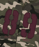 CAMO APPLIQUE CROP ZIP UP HOODIE