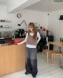 Yorkin gradient stitch wide denim pants