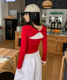 Fruit Back Twist Rib Knit Long Sleeve