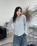 Rosa Boat Neck Ribbed Long Sleeve Tee